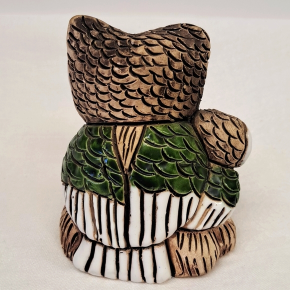 Vintage studio art pottery hand made partially glazedowl and baby - Picture 3 of 7